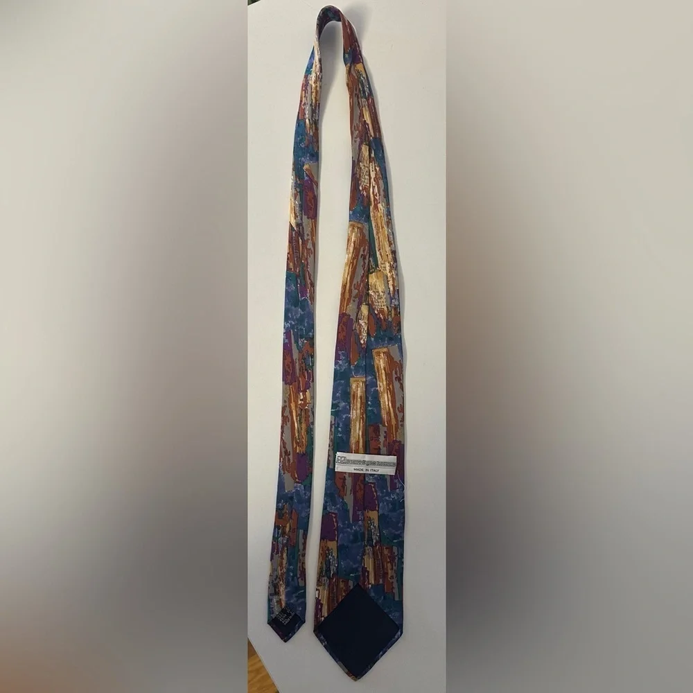 Courreges Homme Silk Tie Geometric Pattern VINTAGE